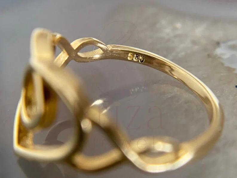 Gold Heart Shaped Ring | Open Love Band | Briza Jewel