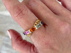Rainbow Sapphire Ring - Emerald Cut Diamond | Briza Jewel
