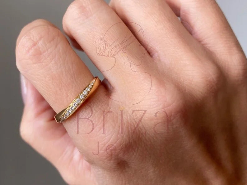Pave Diamond Ring | Dainty Stackable Promise Ring | Briza Jewel