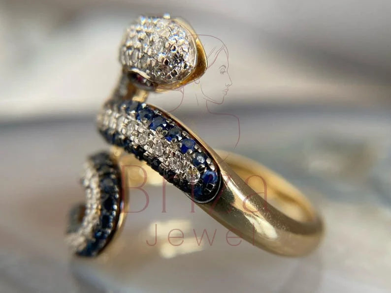 Gold Snake Ring - Diamond | Briza Jewel