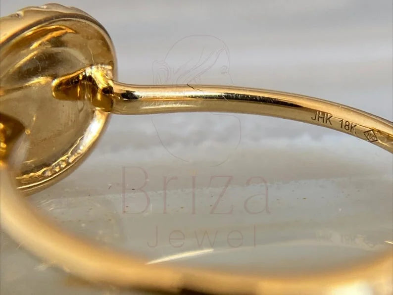 Pink Sapphire Eternity Band - Yellow Gold Diamond Halo Ring | Briza Jewel