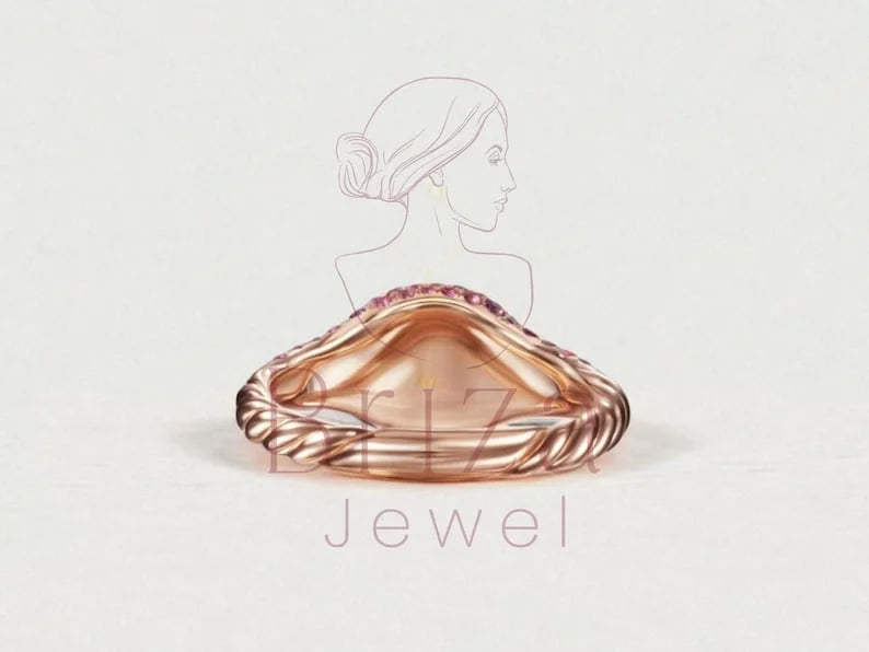 Pink Sapphire Engagement Ring - Rose Gold Pave | Briza Jewel