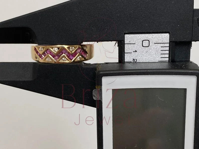 Wedding Band Chevron - Lab Grown Gold Diamond Vintage Ring | Briza Jewel