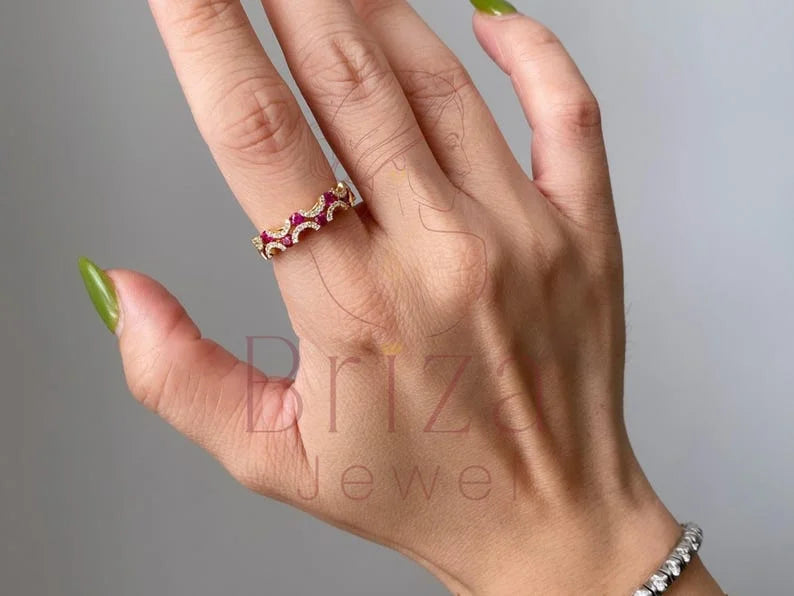 Vintage Ruby Engagement Ring - 14k Gold Diamond | Briza Jewel