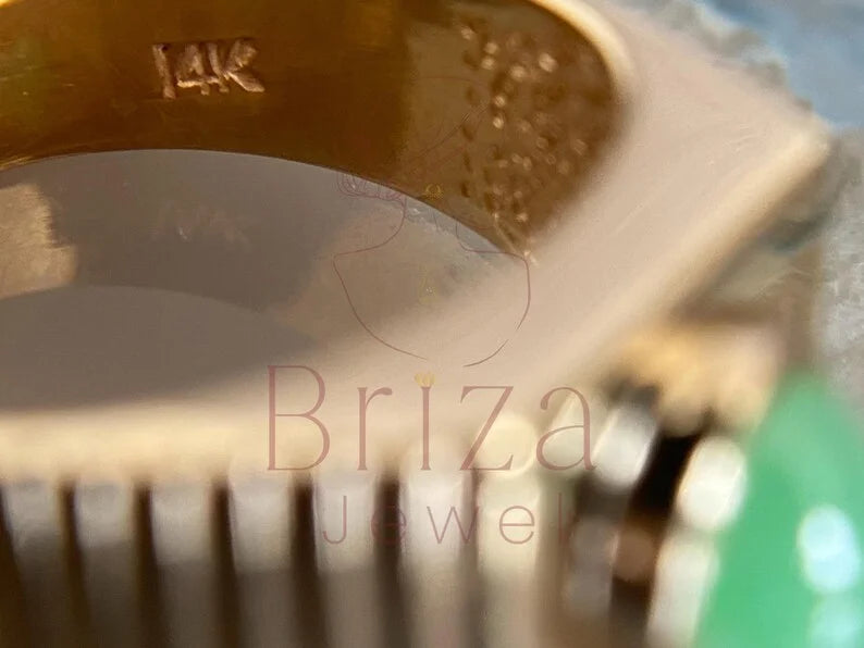 Green Jade Ring - Gold Vintage | Briza Jewel