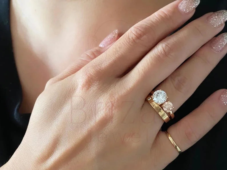 Two Stone Diamond Ring - Yellow Gold Toi et Moi Ring | Briza Jewel