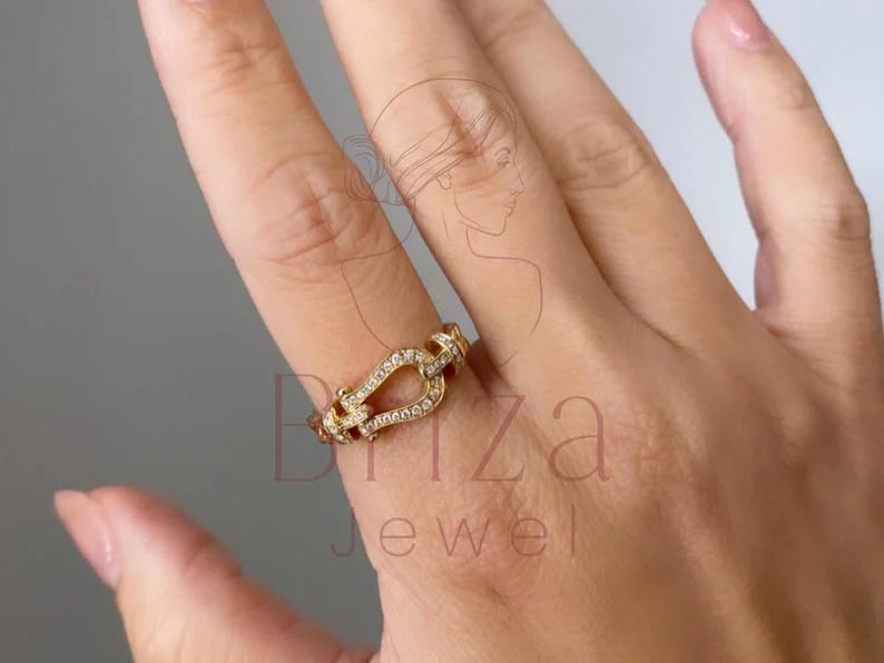 Yellow gold engagement band - Lab Grown 14k Gold Diamond Pave Ring | Briza Jewel