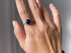Blue Sapphire Engagement Ring - White Gold Cushion Halo | Briza Jewel