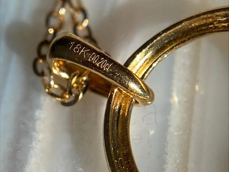 Gold Circle Pendant - Diamond Minimalist Necklace | Briza Jewel