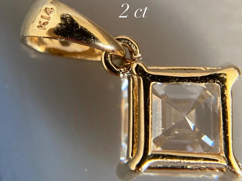 Asscher Cut Diamond Pendant - Lab Grown Gold Necklace | Briza Jewel