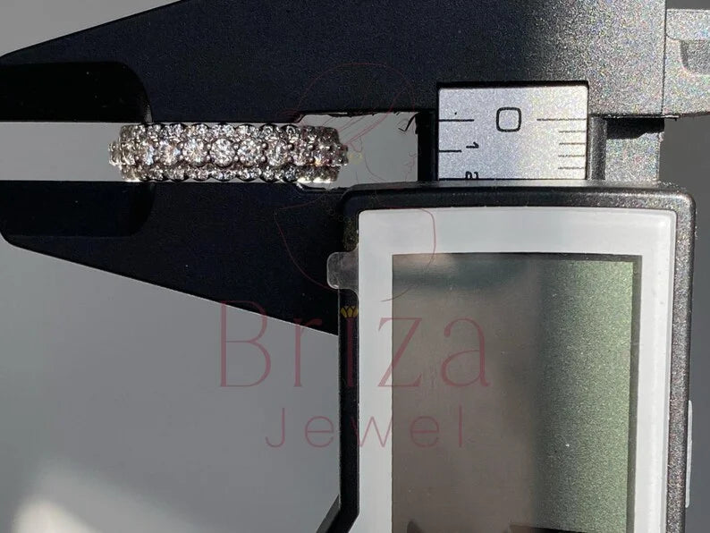 Triple Row Diamond Ring - White Gold Eternity | Briza Jewel