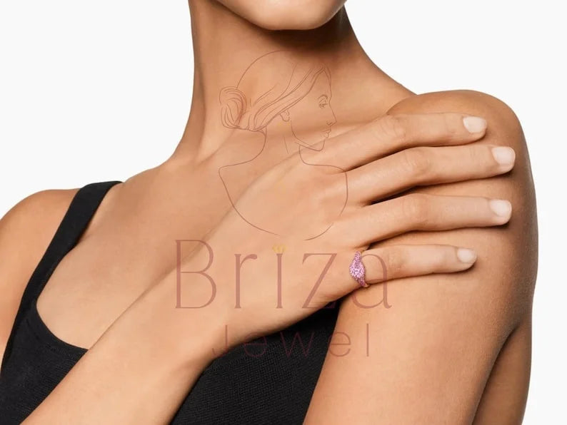 Pink Sapphire Engagement Ring - Rose Gold Pave | Briza Jewel