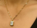 Emerald Cut Diamond Pendant | Briza Jewel