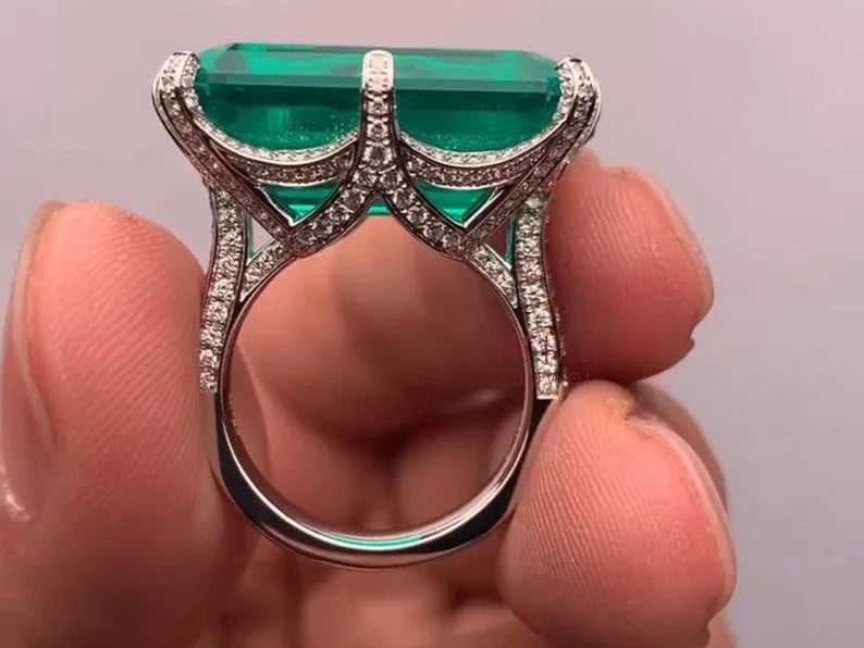 Art Deco Engagement Ring - Emerald Cut Diamond Ring | Briza Jewel