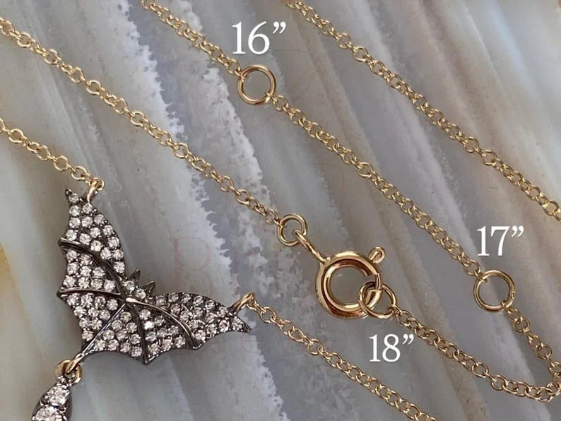 Diamond Bat Pendant - Necklace | Briza Jewel
