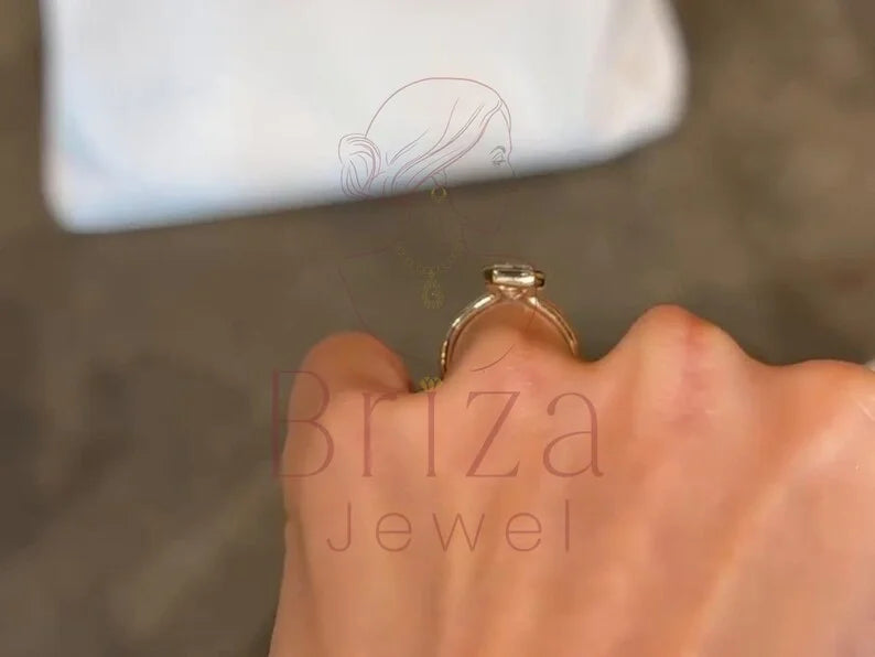 Emerald Cut Engagement Diamond Ring - Lab Grown Gold Minimalist | Briza Jewel