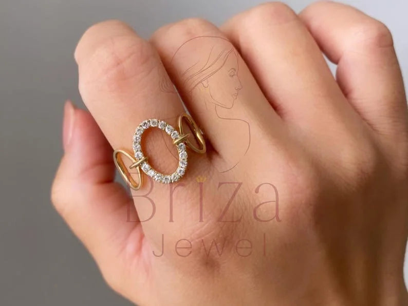 Open Oval Ring - Lab Grown Gold Diamond | Briza Jewel