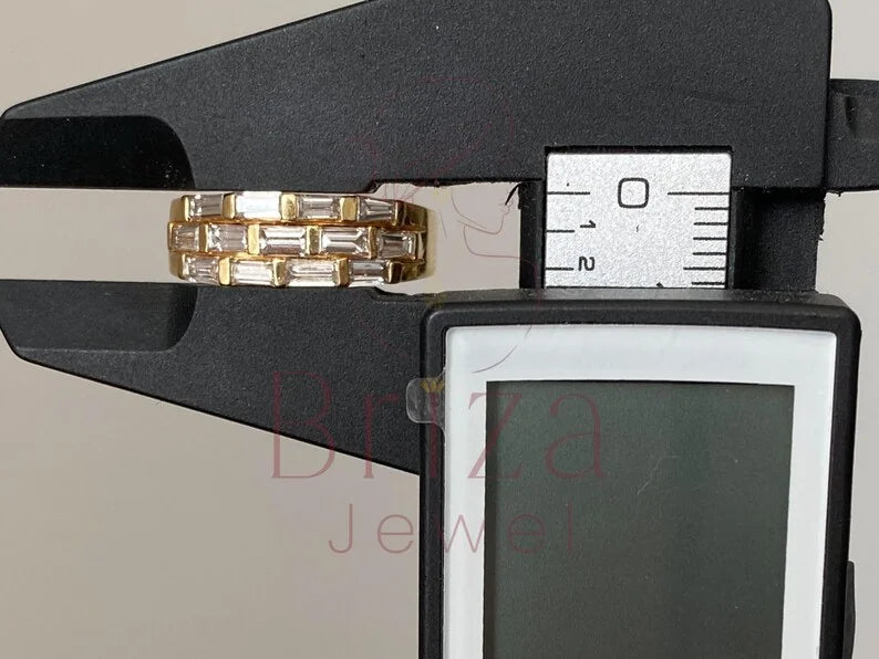 Gold Baguette Diamond Band - Lab Grown Ring | Briza Jewel