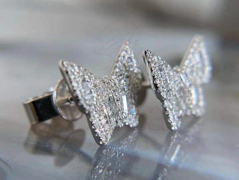 Bow Diamond Earrings - Baguette | Briza Jewel
