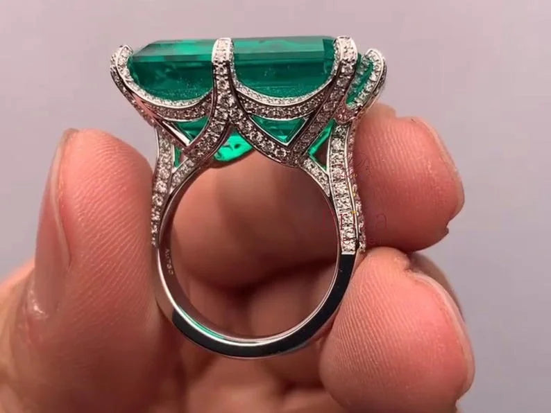 Art Deco Engagement Ring - Emerald Cut Diamond Ring | Briza Jewel
