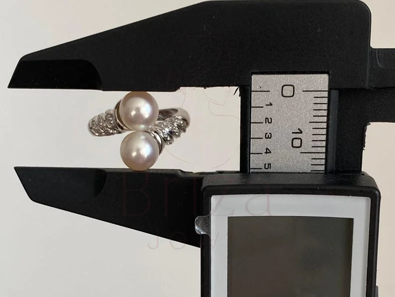 Pearl Silver Ring with Double Pearl Elegant Style | Briza Jewel
