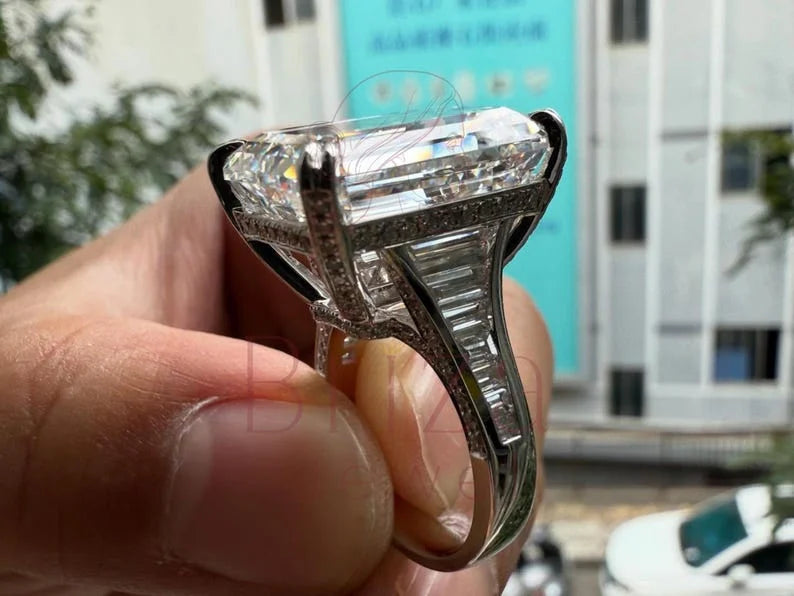 Emerald Cut Moissanite Ring | Briza Jewel
