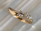 3 Stone Wedding Ring - 14K Gold Diamond Minimalist | Briza Jewel