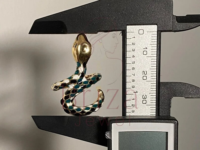 Ring Snake Gold with Enamel Serpent Adjustable | Briza Jewel