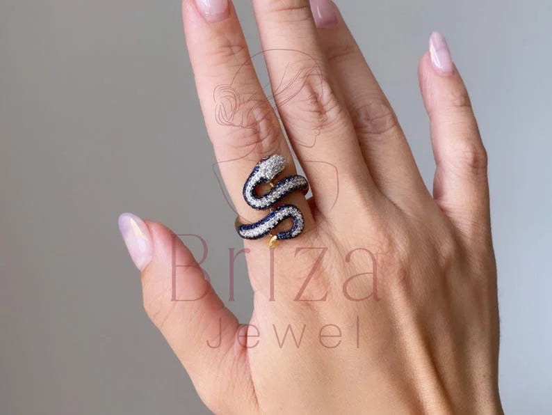 Gold Snake Ring - Diamond | Briza Jewel