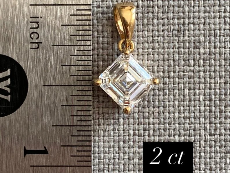 Asscher Cut Diamond Pendant - Lab Grown Gold Necklace | Briza Jewel