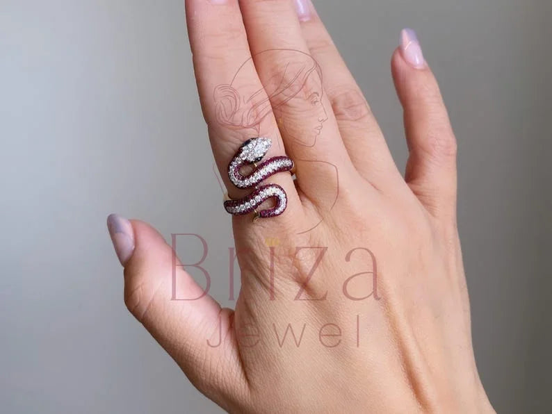 Gold Snake Ring - Diamond | Briza Jewel