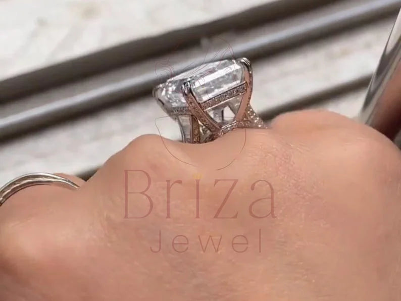 Emerald Cut Moissanite Ring | Briza Jewel