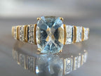 Cushion Engagement Ring - Gold Aquamarine | Briza Jewel