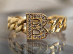 B Initial Ring - Lab Grown Gold Diamond | Briza Jewel