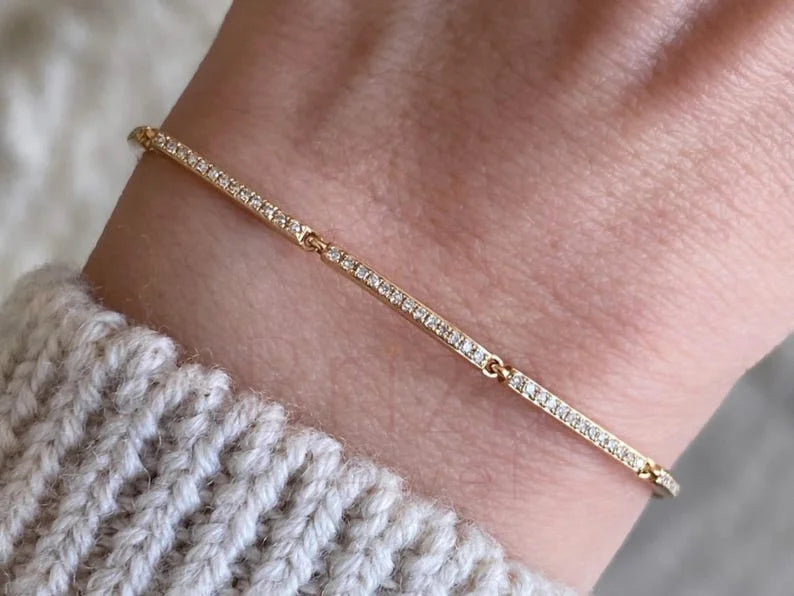 Diamond Bar Bracelet - Gold | Briza Jewel