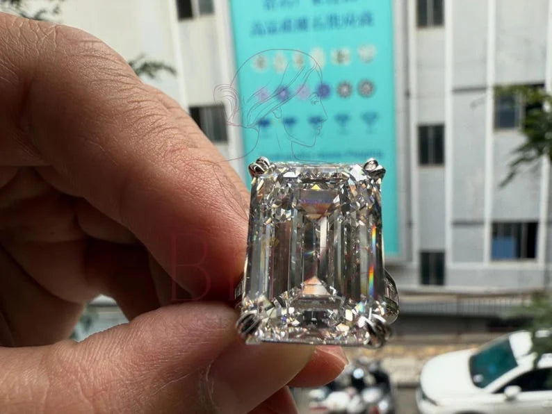 Emerald Cut Moissanite Ring | Briza Jewel