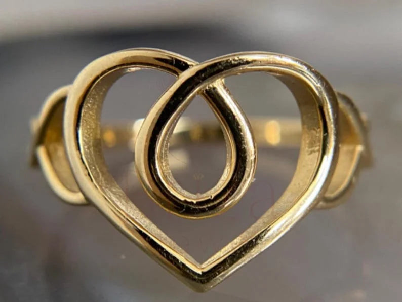 Gold Heart Shaped Ring | Open Love Band | Briza Jewel