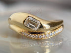 Yellow Gold Emerald Cut Engagement Ring - Lab Grown Diamond Pave | Briza Jewel