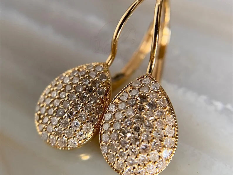 Teardrop Diamond Earrings - Gold Pave | Briza Jewel