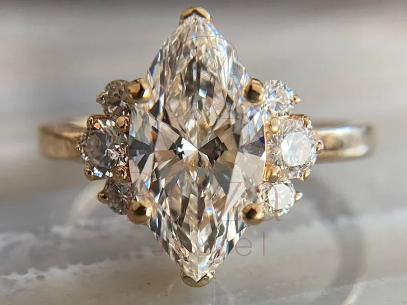 Floral Diamond Ring - Round Cluster | Briza Jewel