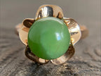 Green Jade Flower Ring - Vintage Style Ring | Briza Jewel