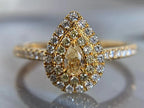 Pear Cut Diamond Halo Ring in Gold Luxury Engagement Ring | Briza Jewel