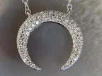 crescent moon pendant in White Gold | Briza Jewel