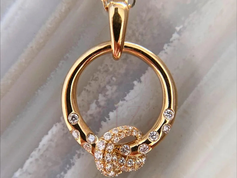 Gold Circle Pendant - Diamond Minimalist Necklace | Briza Jewel
