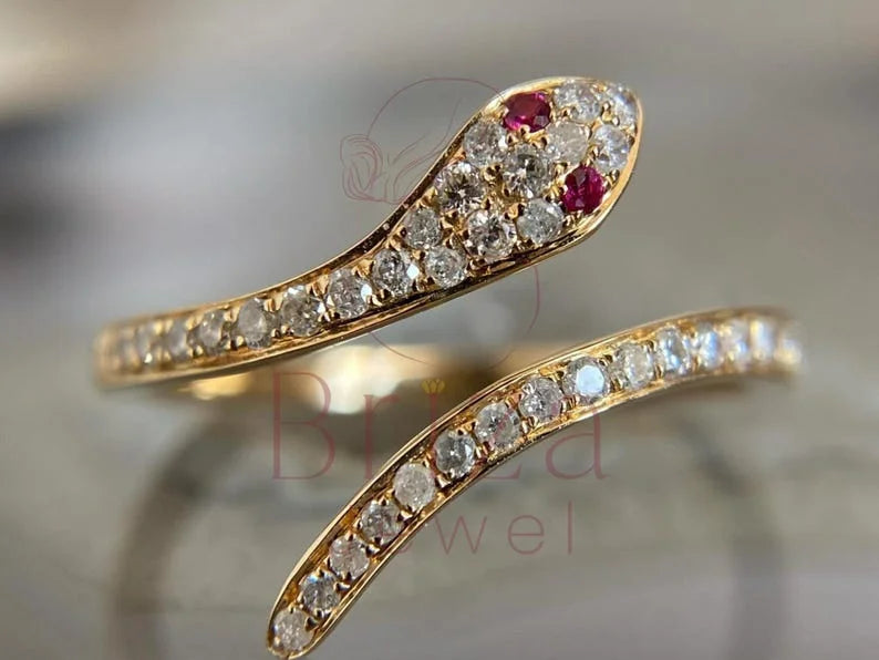 Bulgari Snake Ring - Gold Ruby | Briza Jewel