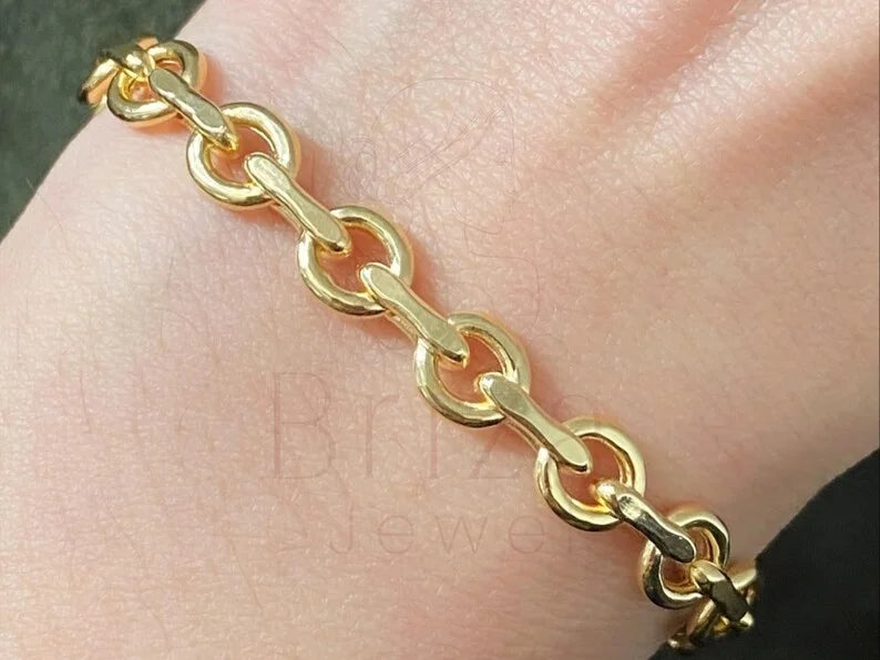 Gold Link Chain Bracelet - Oval Minimalist | Briza Jewel