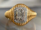 Elegant Engagement Ring - Baguette Moissanite Halo | Briza Jewel
