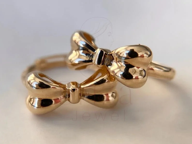 Gold Bow Earrings - Minimalist | Briza Jewel