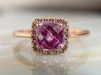 Cushion Cut Topaz Ring - Rose Gold Diamond Halo | Briza Jewel