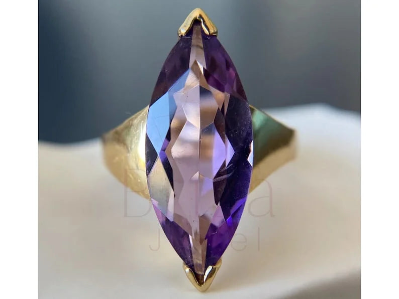 Marquise Cut Amethyst Ring - Vintage | Briza Jewel